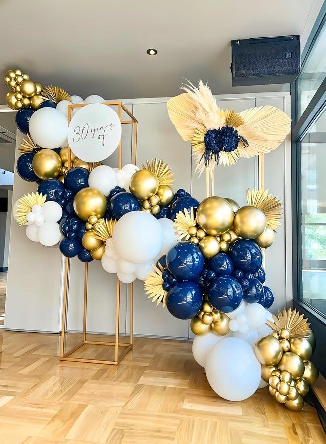 Haolongfa Navy Blue and Gold Confetti Balloons,12 Inch 60pcs Pearl White and Metallic Gold Latex Balloons for Graduation,Birthday,Baby Shower,Anniversary,Wedding,Celebration,Party Decoration - Image 5