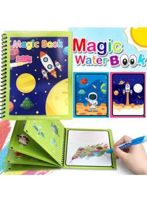 Cartoon Magic Water Paint Coloring Book With Pen Children Kids Education Teaching Sketch Draft DIY Drawing Graffiti Comics Album