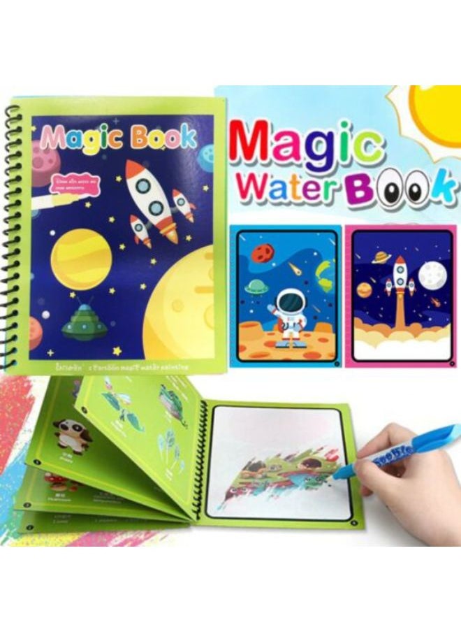 Generic Cartoon Magic Water Paint Coloring Book With Pen Children Kids Education Teaching Sketch Draft DIY Drawing Graffiti Comics Album  - Image 1