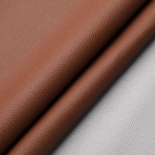 SOTISI Vinyl Fabric Marine Faux Leather Upholstery for Upholstery Crafts DIY Sewings Sofa Handbag Earrings Hair Bows Decorations Brown 54 x 12 inch 1FT - Image 1