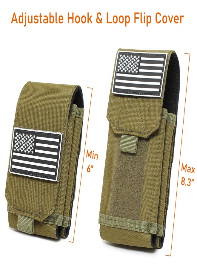 Lemubeane Tactical Molle EDC Phone Pouch Universal Mobile Phone Holster Holder with US Flag Patch (OD Green) - Image 4