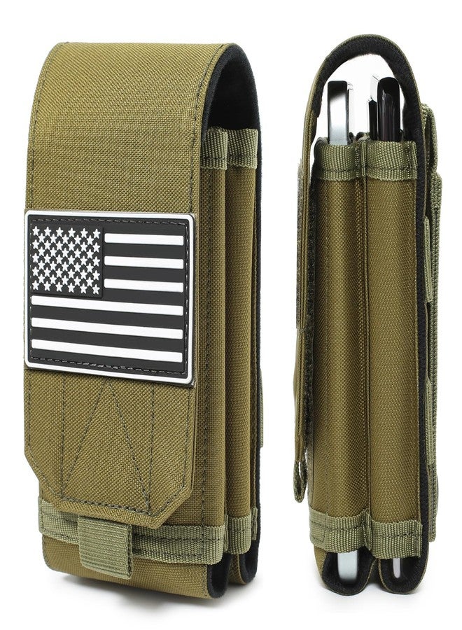 Lemubeane Tactical Molle EDC Phone Pouch Universal Mobile Phone Holster Holder with US Flag Patch (OD Green) - Image 1