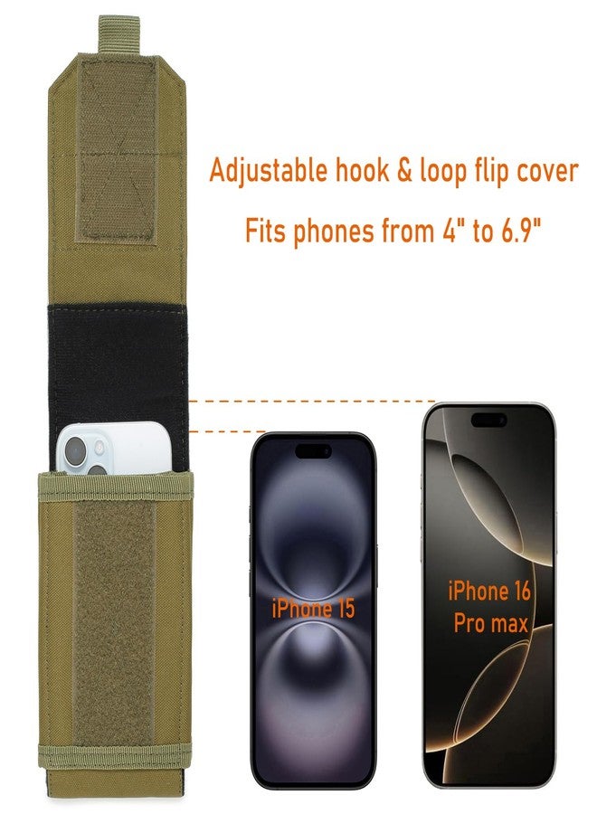 Lemubeane Tactical Molle EDC Phone Pouch Universal Mobile Phone Holster Holder with US Flag Patch (OD Green) - Image 3