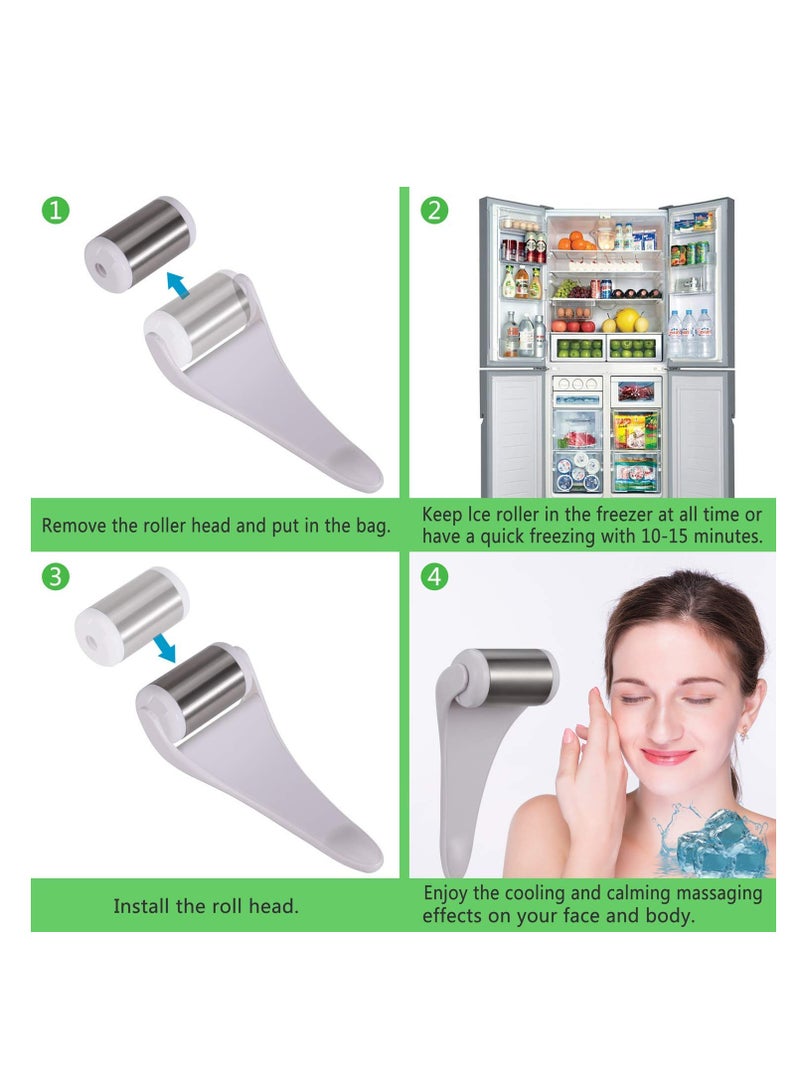 Excefore Ice Roller 2 Kits set Face Body Massage Stainless Steel Wheel/ABS Wheel Prevent Wrinkles Anti Aging for Face & Eye wrinkle Puffiness,Migraine,Pain Relief and Minor Injury - Image 4