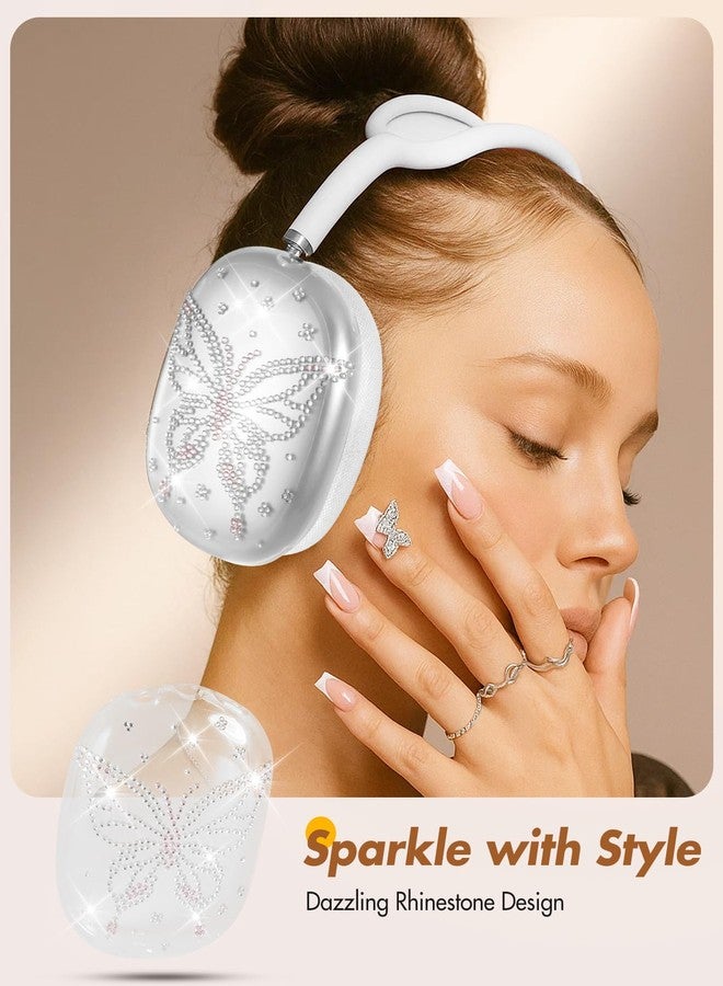 أغطية حماية سماعات AirPods Max من Joyleop - أغطية متينة وصلبة لسماعات AirPods Max، حافظة سماعات شفافة لطيفة مزودة بأحجار الراين اللاصقة، إكسسوارات أساسية جميلة لسماعات الرأس، على شكل دب - Image 5