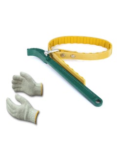 Inditrust Inditrust Box End Belt Type Oil Filter Wrench Auto Tool Engine Box Spanner Oil Fuel Filter Wrench Tool Spanner Key Tool Yellow 225 Single Sided Adjustable Wrench 9 inch with GLOVES  - Image 1