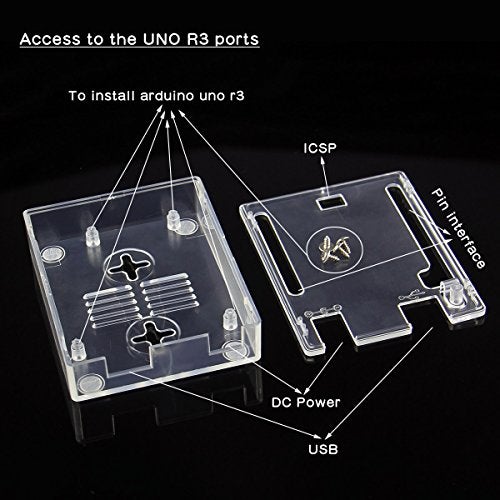 Geekworm UNO R3 R4 Case | Protective Enclosure ABS Computer Box for Arduino UNO R4/UNO R3/UNO WiFi REV2/UNO REV3- Transparent - Image 3