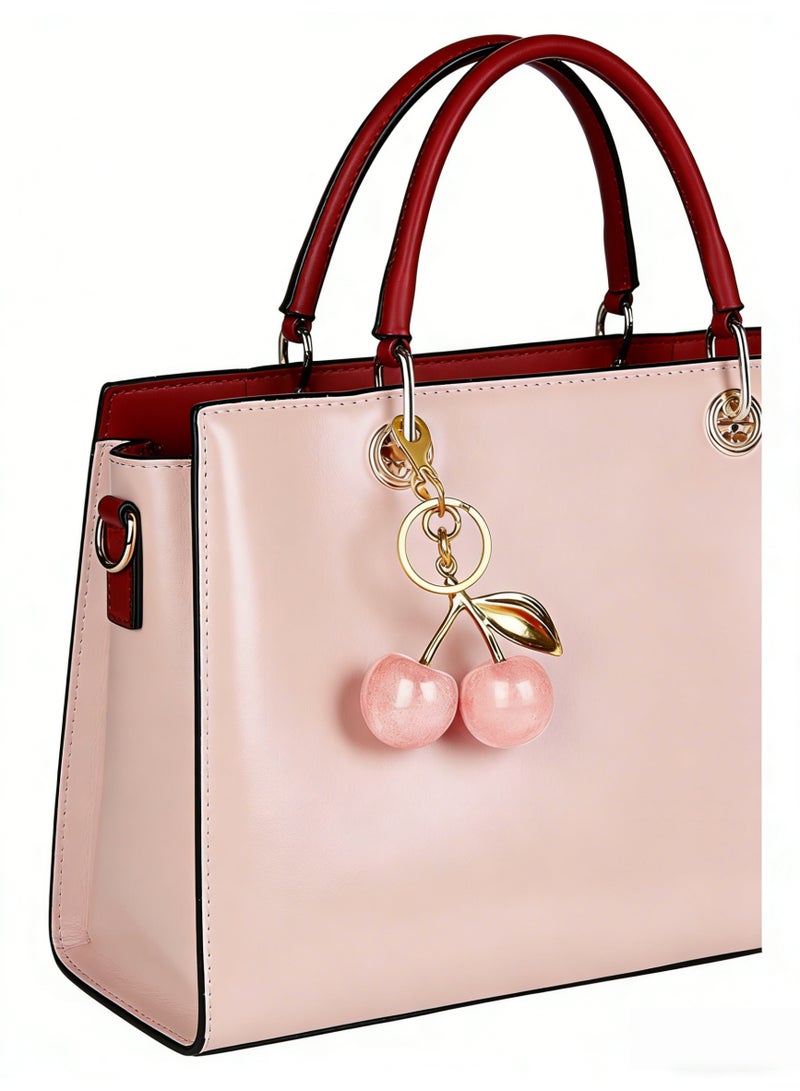 Hirospace Cherry Bag Charm & Car Accessory,Sparkling Resin & Metal Cherry Decor for Purses and Bags,Gifts For Women - Image 2