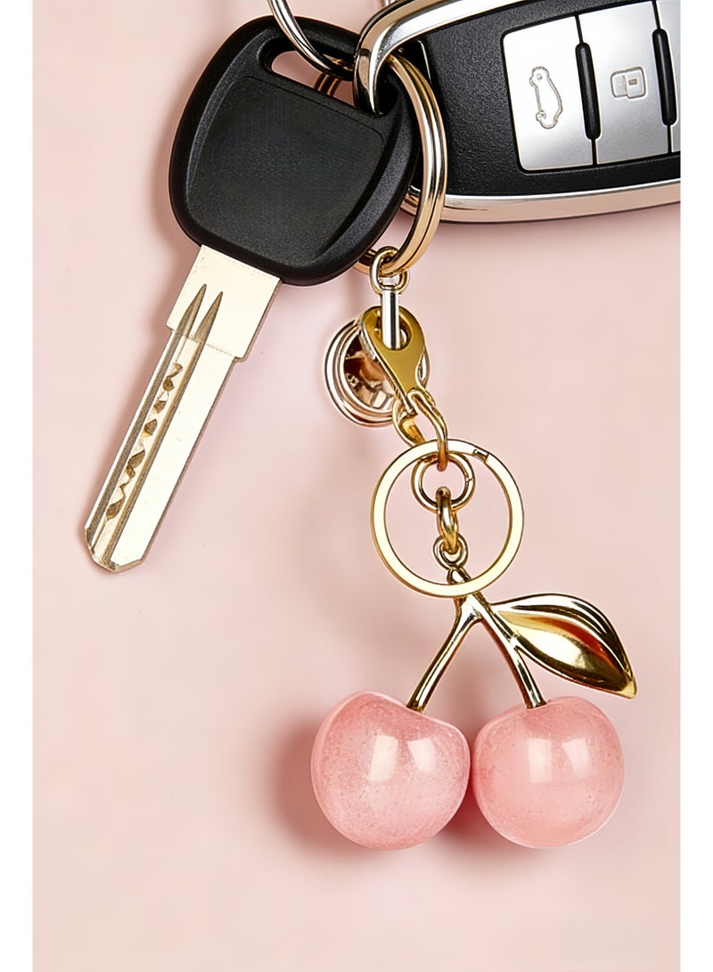 Hirospace Cherry Bag Charm & Car Accessory,Sparkling Resin & Metal Cherry Decor for Purses and Bags,Gifts For Women - Image 5