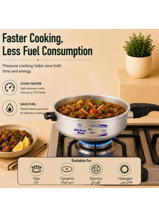 Kitchen King kk Kitchen King 2-in-1 Wok Pressure Cooker, Durable Build, Promotes Healthy Cooking, Heat Resistant Handles, CGRS, Pressure Indication & Control, Heavy Body, Easy Open & Close (5 Liters) - Image 5