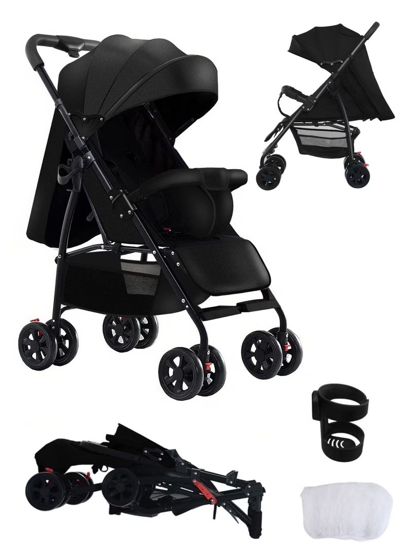 AL-SHARQIA عربة أطفال قابلة للعكس – خفيفة الوزن، قابلة للطي بيد واحدة مع مظلة، عجلات ماصة للصدمات وسلة تخزين كبيرة - Image 2