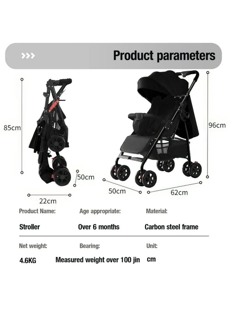 AL-SHARQIA عربة أطفال قابلة للعكس – خفيفة الوزن، قابلة للطي بيد واحدة مع مظلة، عجلات ماصة للصدمات وسلة تخزين كبيرة - Image 4