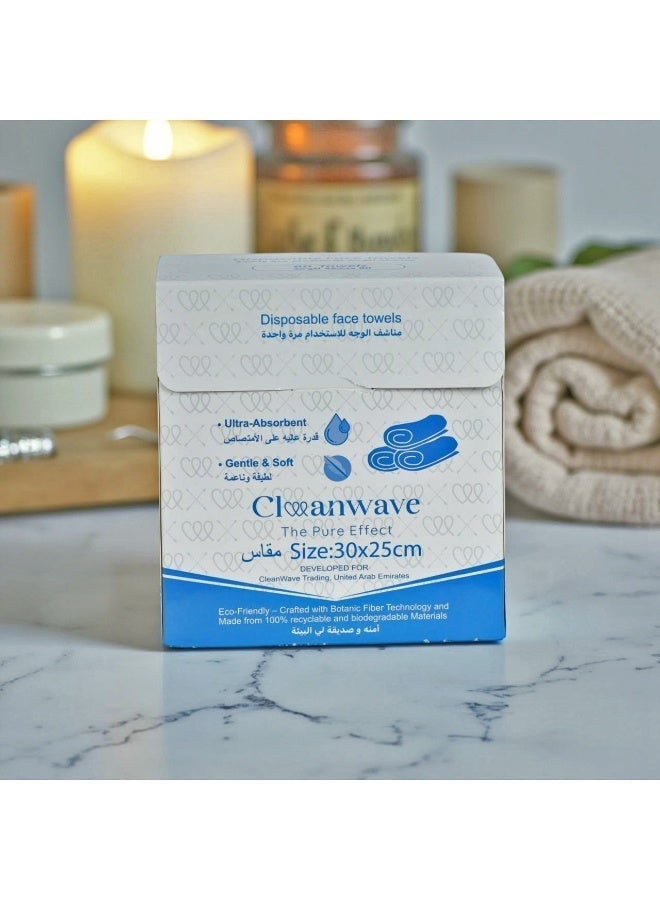 كلين ويف 60 منشفة وجه  فاخرة ذات أساس حيوي ممتاز  – يأتي مع كريم مجاني للوجه -  60 منشفة سميكة فائقة النعومة يمكن التخلص منها (30×25 سم) للبشرة الحساسة والعناية بالبشرة وإزالة المكياج–مناديل جافة ذات أساس حيوي، صديقة للبيئة والاستخدام اليومي، صندوق قابل لإعادة الإغلاق - Image 1