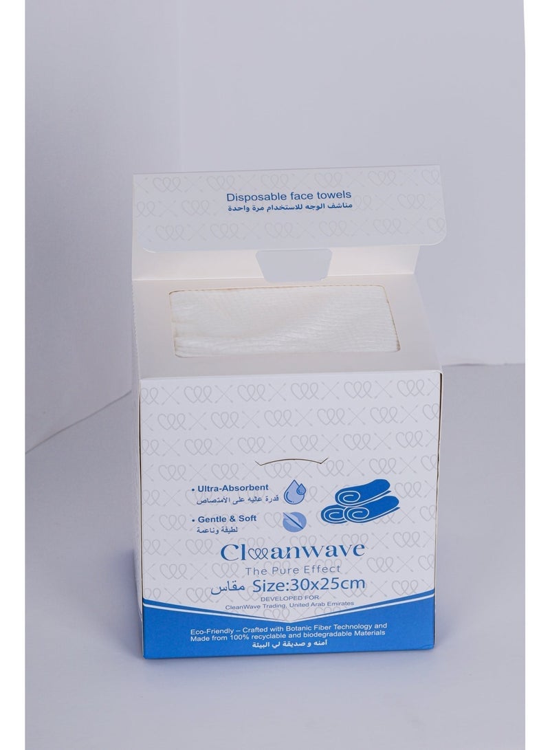 كلين ويف 60 منشفة وجه  فاخرة ذات أساس حيوي ممتاز  – يأتي مع كريم مجاني للوجه -  60 منشفة سميكة فائقة النعومة يمكن التخلص منها (30×25 سم) للبشرة الحساسة والعناية بالبشرة وإزالة المكياج–مناديل جافة ذات أساس حيوي، صديقة للبيئة والاستخدام اليومي، صندوق قابل لإعادة الإغلاق - Image 2