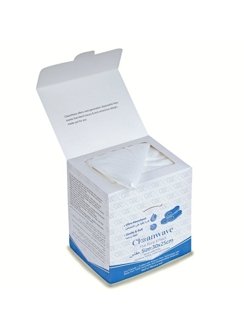 كلين ويف 60 منشفة وجه  فاخرة ذات أساس حيوي ممتاز  – يأتي مع كريم مجاني للوجه -  60 منشفة سميكة فائقة النعومة يمكن التخلص منها (30×25 سم) للبشرة الحساسة والعناية بالبشرة وإزالة المكياج–مناديل جافة ذات أساس حيوي، صديقة للبيئة والاستخدام اليومي، صندوق قابل لإعادة الإغلاق - Image 5