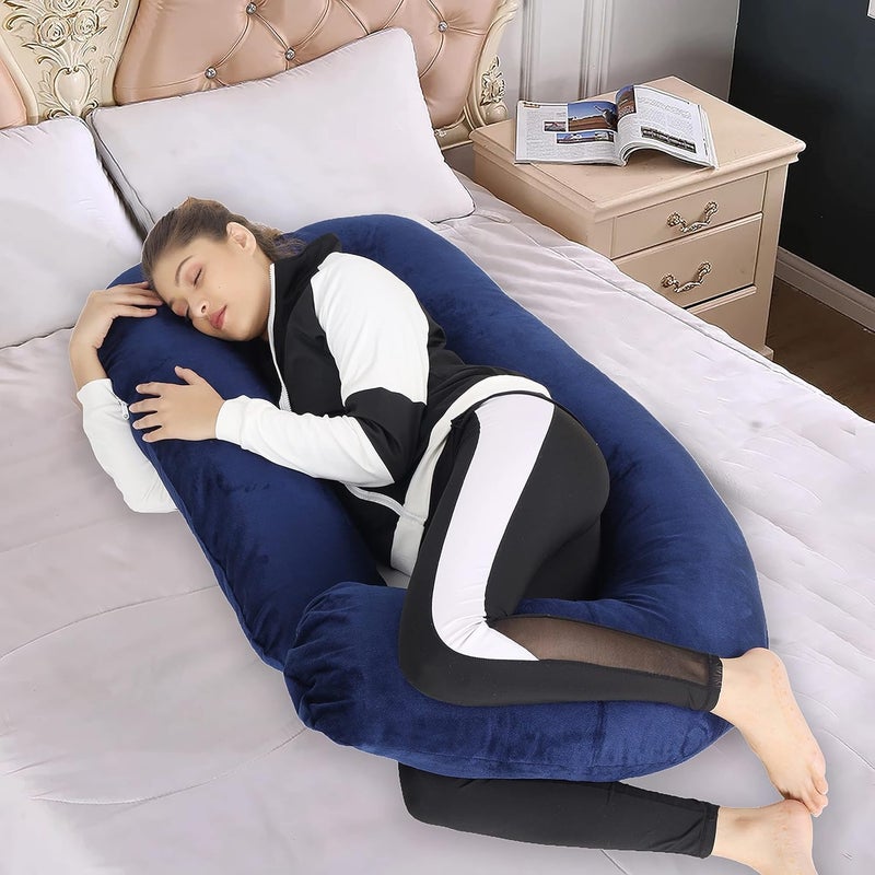 A1 Star Traders Maternity Pillows for Pregnancy Sleeping | Maternity Pillow for Pregnant Women | 360-degree Full Body Support Pillows for Sleeping Full Body Pillow (Dark Blue, J_Shape) - Image 5