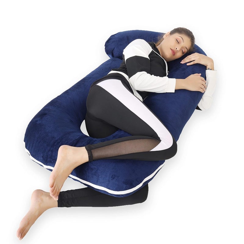 A1 Star Traders Maternity Pillows for Pregnancy Sleeping | Maternity Pillow for Pregnant Women | 360-degree Full Body Support Pillows for Sleeping Full Body Pillow (Dark Blue, J_Shape) - Image 2