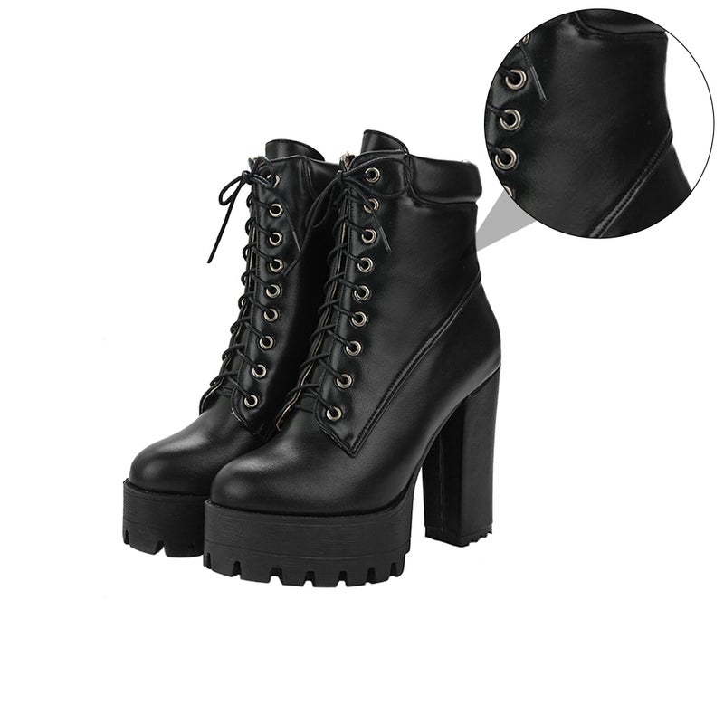 1 Pair of Comfortable PU Short Boots Lightweight Low High Heeled Boots - Image 2