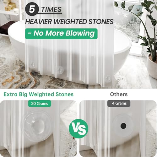 AmazerBath Stall Shower Curtain Plastic, Small Shower Curtain Clear 40 x 72, Stand Up Shower Curtain Thick PEVA, Heavy Duty Shower Curtain Stall Size with 2 Weighted Stones and 7 Grommet Holes - Image 2