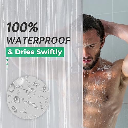 AmazerBath Stall Shower Curtain Plastic, Small Shower Curtain Clear 40 x 72, Stand Up Shower Curtain Thick PEVA, Heavy Duty Shower Curtain Stall Size with 2 Weighted Stones and 7 Grommet Holes - Image 4