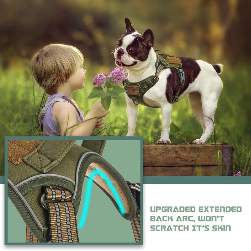 BUMBIN Tactical Dog Harness for Medium Dogs No Pull, Famous TIK Tok No Pull Dog Harness, Fit Smart Reflective Pet Walking Harness for Training, Adjustable Dog Vest Harness with Handle Green M - Image 3