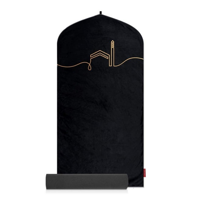 EASICLEAN INDOOR PRAYER MAT KAABA COLLECTION COMFITPLUS KAABA BLACK PADDED MEMORYFOAM PRAYER RUG MUSLIM ISLAMIC PRAYER RUGS