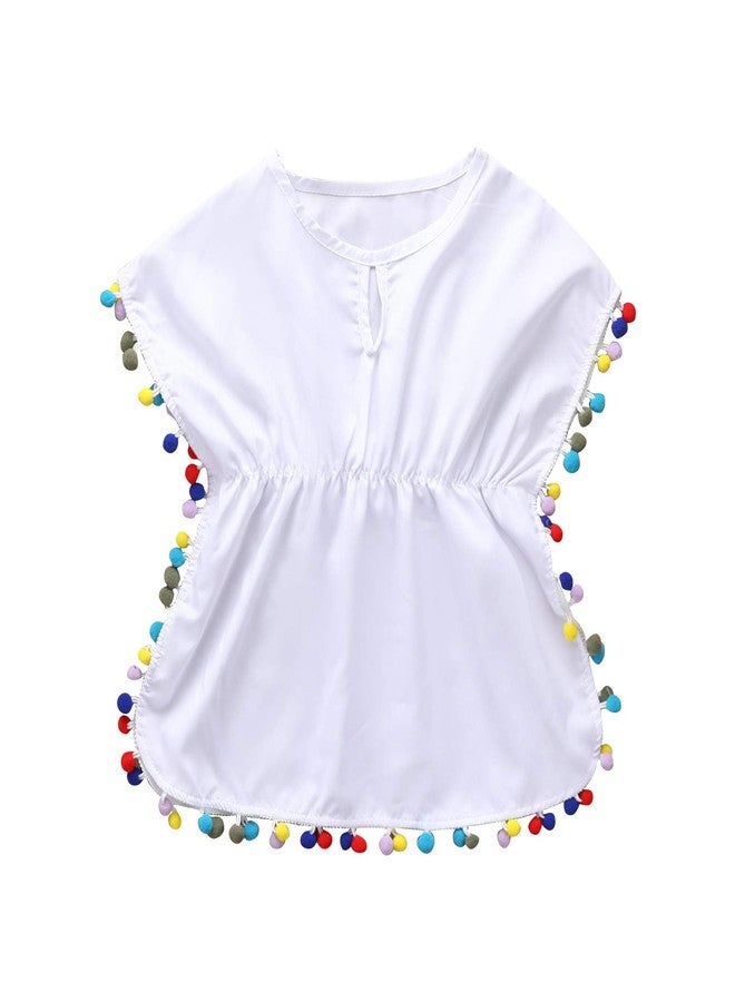 Douhoow Toddler Baby Girls Swim Cover-up Beach Sundress Summer Poncho Rash Guards (2-3 T, Solid White) - Image 1