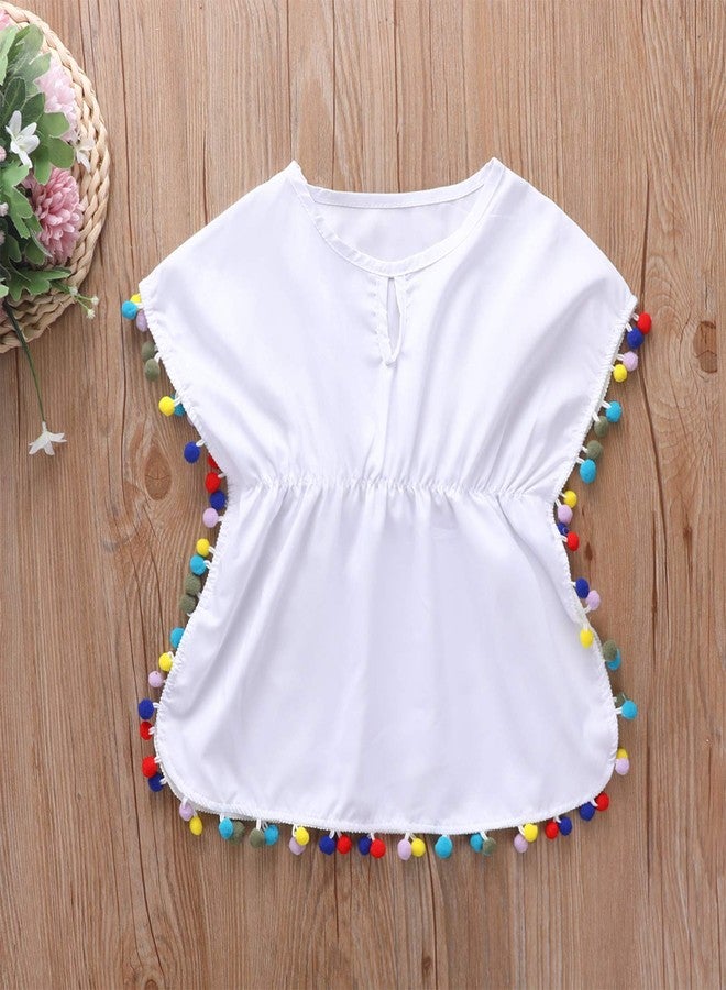 Douhoow Toddler Baby Girls Swim Cover-up Beach Sundress Summer Poncho Rash Guards (2-3 T, Solid White) - Image 2