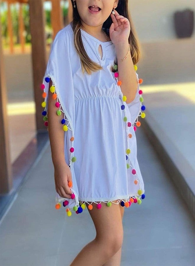 Douhoow Toddler Baby Girls Swim Cover-up Beach Sundress Summer Poncho Rash Guards (2-3 T, Solid White) - Image 4