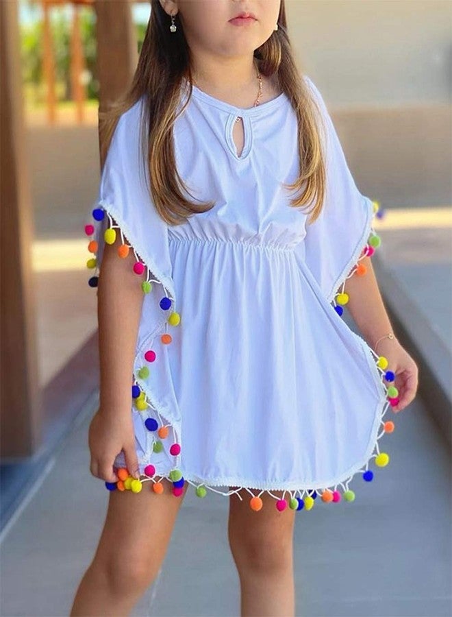 Douhoow Toddler Baby Girls Swim Cover-up Beach Sundress Summer Poncho Rash Guards (2-3 T, Solid White) - Image 3
