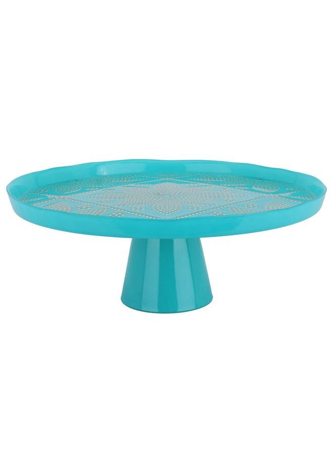 Alsaif Glass Serving Stand 32X32X12 Cm Turquoise  - Image 1