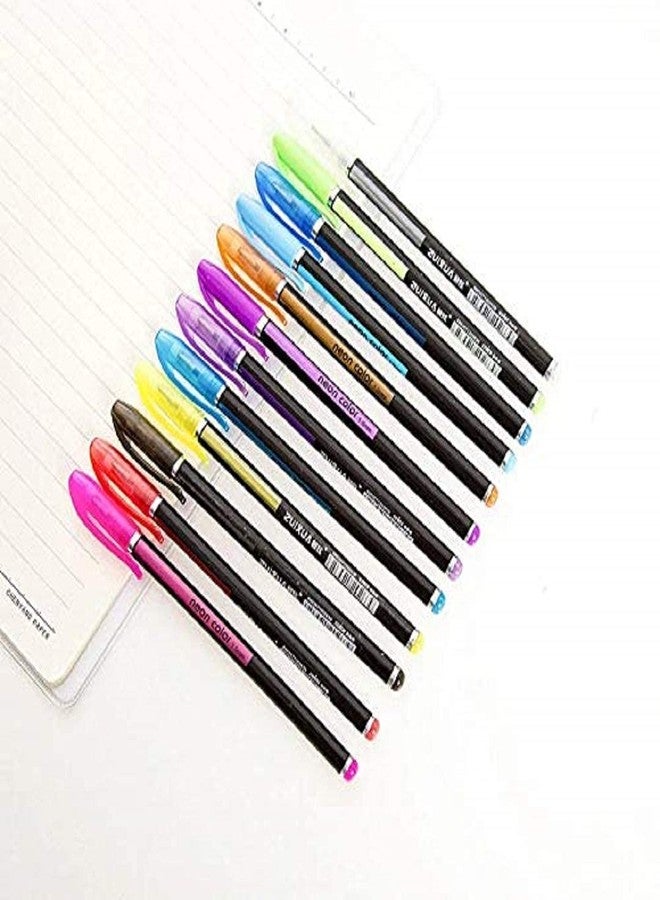 SCHUBERT 12 Pcs Metallic Color Gel Pen Set, Neon Pens Set Good Gift For Coloring Kids Sketching Painting Drawing (12 Shades) - Image 4