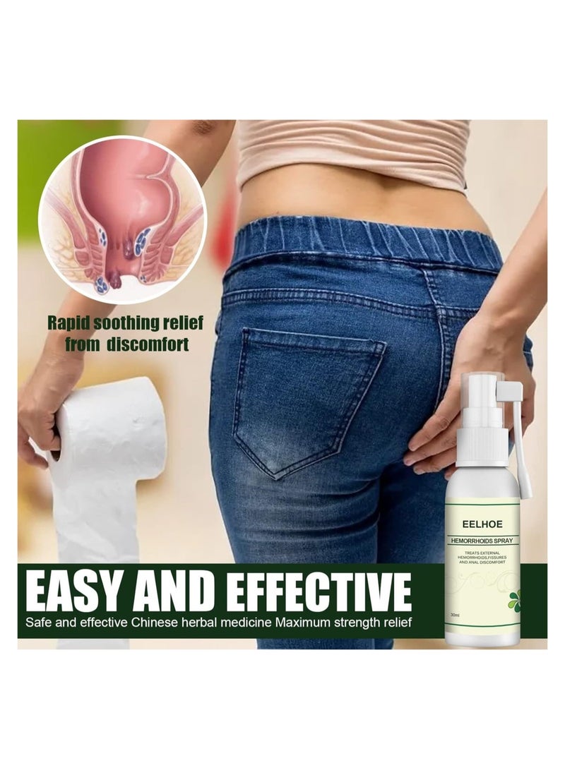EELHOE 2PS Hemorrhoids Spray To Eliminate Hemorrhoids Body Care To Relieve Itching And Swelling Hemorrhoids Spray Soothing Spray 30ML  - Image 2