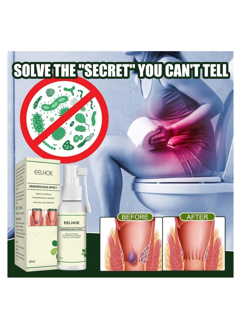 EELHOE 2PS Hemorrhoids Spray To Eliminate Hemorrhoids Body Care To Relieve Itching And Swelling Hemorrhoids Spray Soothing Spray 30ML  - Image 4