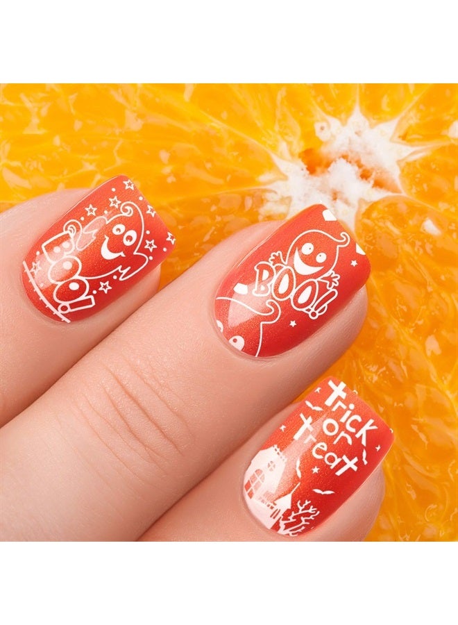 Whaline 4 Pieces Halloween Nail Art Plates Image Stamp Templates Stamping Kit DIY Print Manicure Salon Design - Image 4