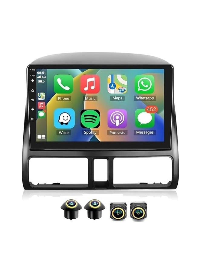 SHEZA STAR Android Car Stereo for Honda CRV 2002-2006 4GB RAM 64GB ROM Support Carplay, M-Link Wi-Fi BT, Radio GPS, 9 Inch IPS.QLED, interface, Screen with 360D Camera Included - Image 1