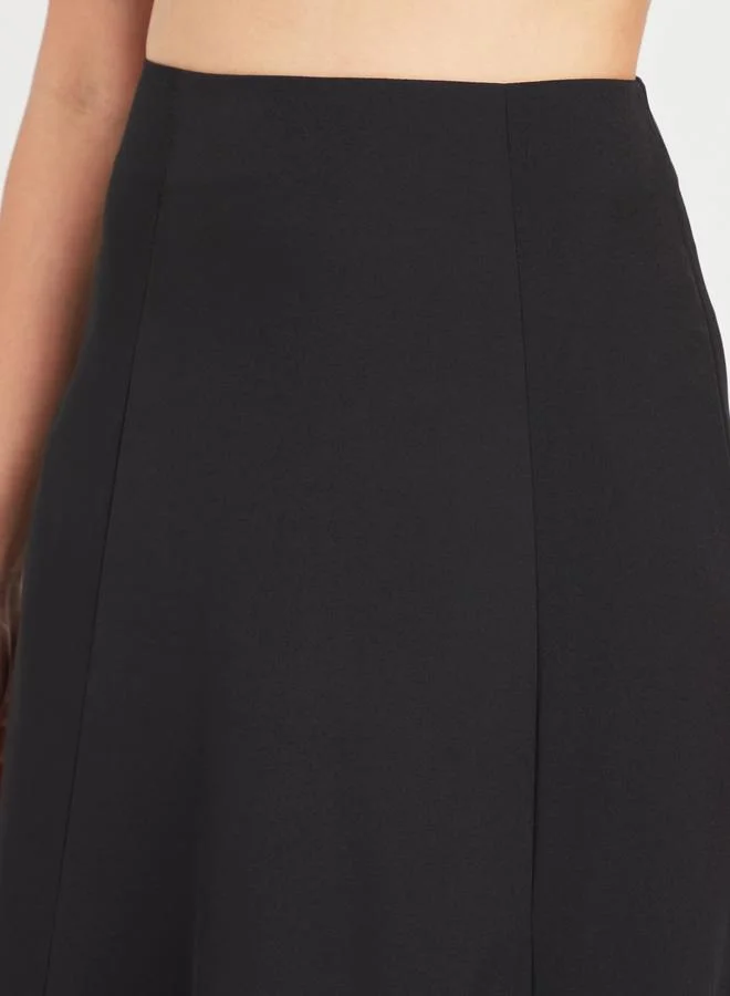 Closet Closet High Waist A-Line Midi Skirt Black