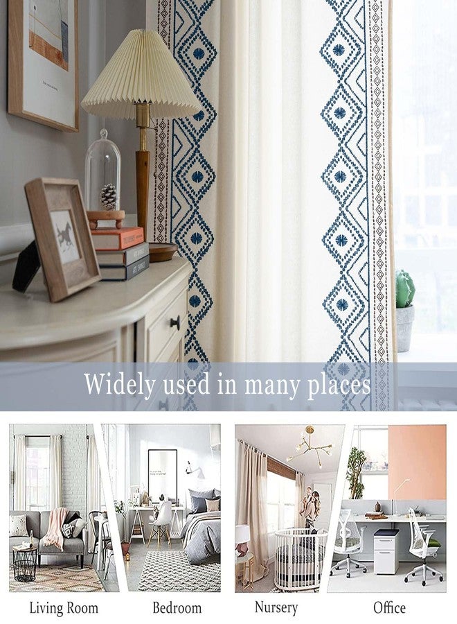 ColorBird Boho Linen Curtains for Living Room, Embroidered Blue Curtains 84 inch Length, 2 Panels Room Darkening Window Curtains Western Closet Curtains for Bedroom Closet Door - Image 5