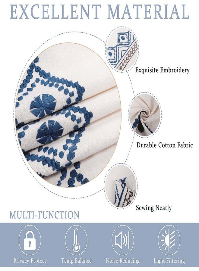 ColorBird Boho Linen Curtains for Living Room, Embroidered Blue Curtains 84 inch Length, 2 Panels Room Darkening Window Curtains Western Closet Curtains for Bedroom Closet Door - Image 3