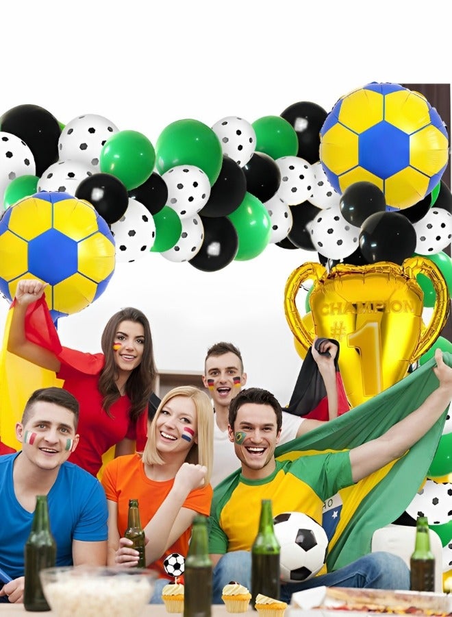 GROIC مجموعة من 15 بالون كرة قدم، بالونات من رقائق معدنية على شكل كأس البطولة، ديكورات حفلات كرة القدم، ديكورات أعياد الميلاد ذات الطابع الرياضي، بالونات لاتكس، بالونات من فيلم الألومنيوم - Image 4