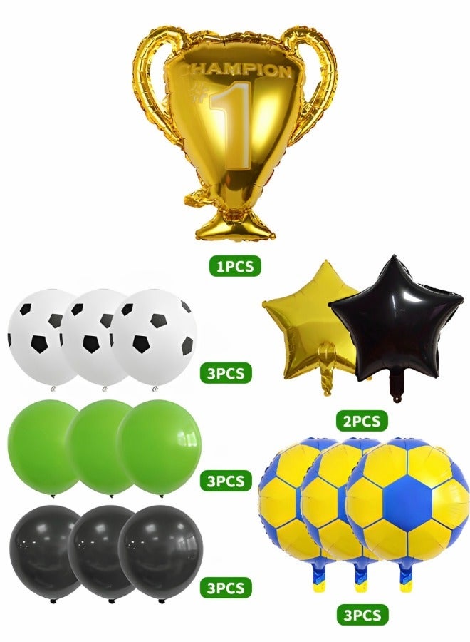 GROIC مجموعة من 15 بالون كرة قدم، بالونات من رقائق معدنية على شكل كأس البطولة، ديكورات حفلات كرة القدم، ديكورات أعياد الميلاد ذات الطابع الرياضي، بالونات لاتكس، بالونات من فيلم الألومنيوم - Image 2