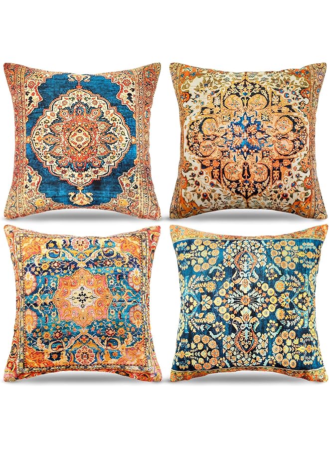 The Bros أغطية وسائد عرقية أغطية وسائد مغربية 45x45 غطاء وسادة أصفر رمي أغطية وسائد عتيقة سجادات هندسية وسائد زخرفية غطاء وسادة شرقي أقمشة لينة للكنبة غرفة النوم ديكور خارجي للحديقة - Image 1