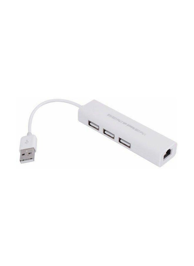 نيبمينينت - موزع ب3 منافذ USB مع محول RJ45 أبيض - Image 1
