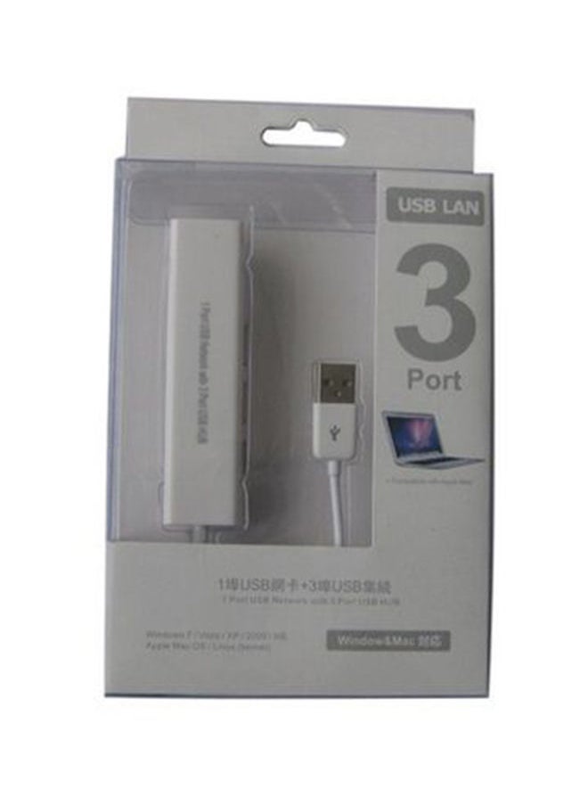 نيبمينينت - موزع ب3 منافذ USB مع محول RJ45 أبيض - Image 1