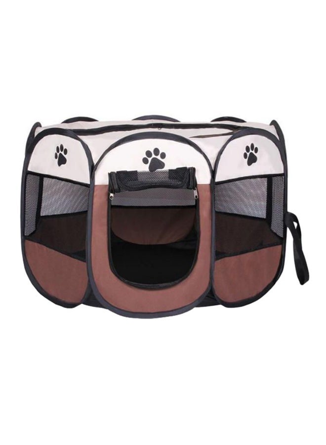 NIBEMINENT Foldable Pet Playpen Kennel Brown/White/Black S
