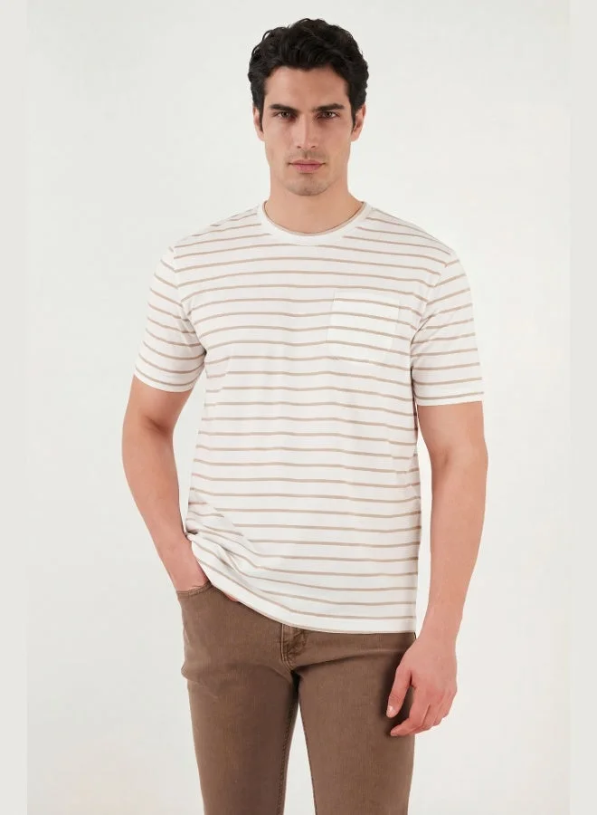 بوراتي Buratti Cotton Striped Pocket Detail Crew Neck T-Shirt Men's T-SHIRT 5904057