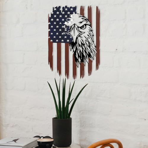 Benziso American Eagle Metal Wall Art American Flag Wall Decor Eagle Wall Signs Fourth of July Independence Day Decorations Metal Wall Decor For Home Office Living Room Indoor Outdoor ( colorful 11.2 x 16.6 In ) - Image 4