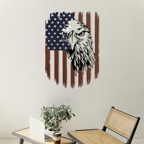 Benziso American Eagle Metal Wall Art American Flag Wall Decor Eagle Wall Signs Fourth of July Independence Day Decorations Metal Wall Decor For Home Office Living Room Indoor Outdoor ( colorful 11.2 x 16.6 In ) - Image 5
