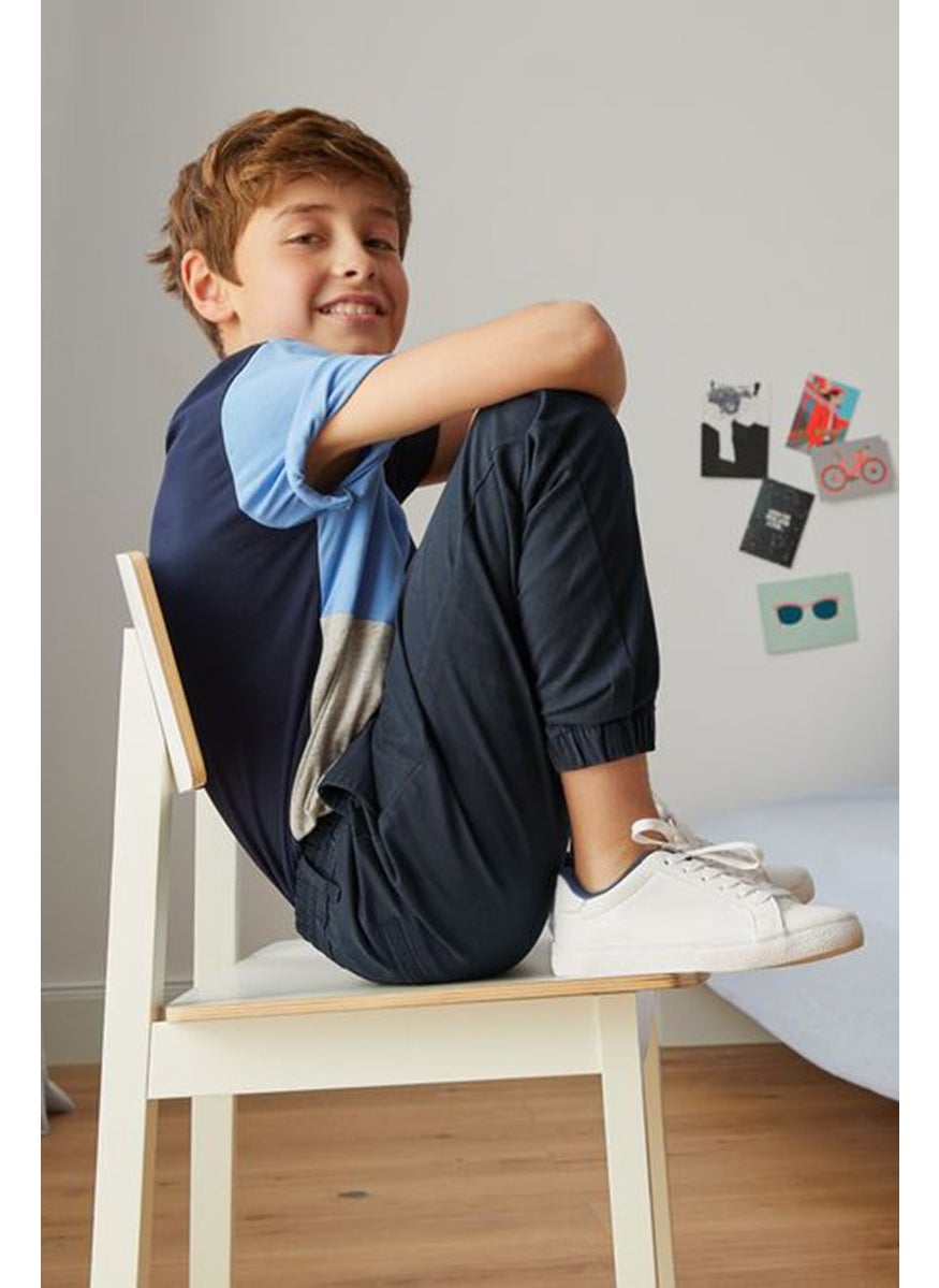 Tchibo Kids Boy Pull On Solid Chino Pants, Navy  - Image 1