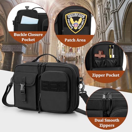 Damero Bible Cover for Men, Bible Carrying Case Church Bag with Multiple Pockets, Bible Case with Top Handle and Shoulder Strap, Black - Image 4